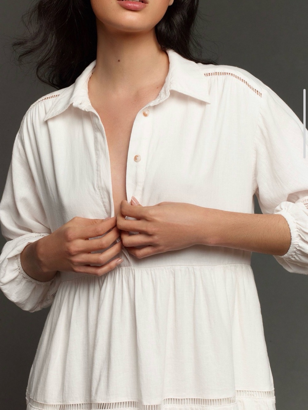 Maeve Bettina Tiered Mini Shirt Dress: Linen Edition Large - Picture 3 of 9